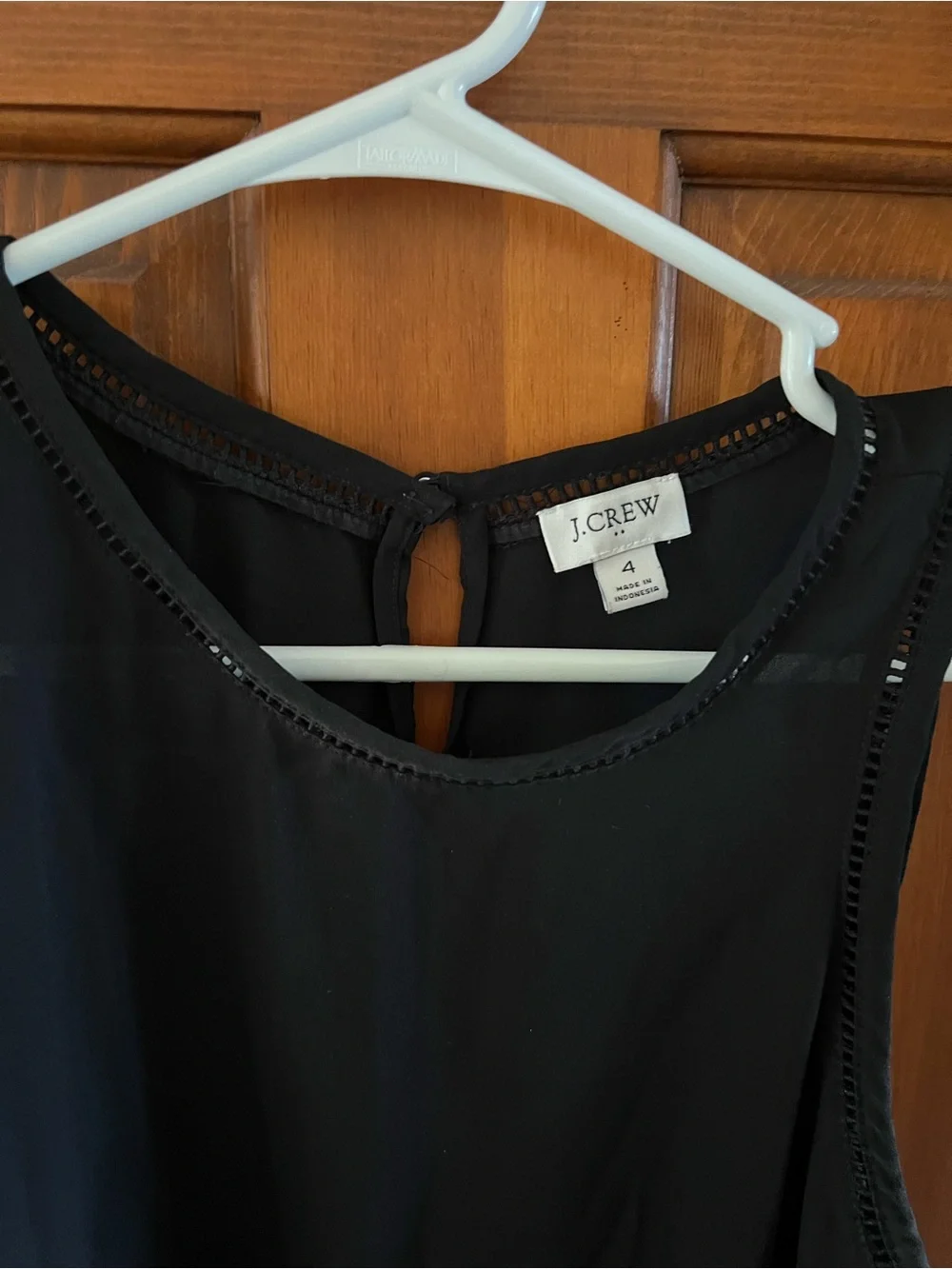 J. Crew Black Sleeveless Sheer-Trim Shell